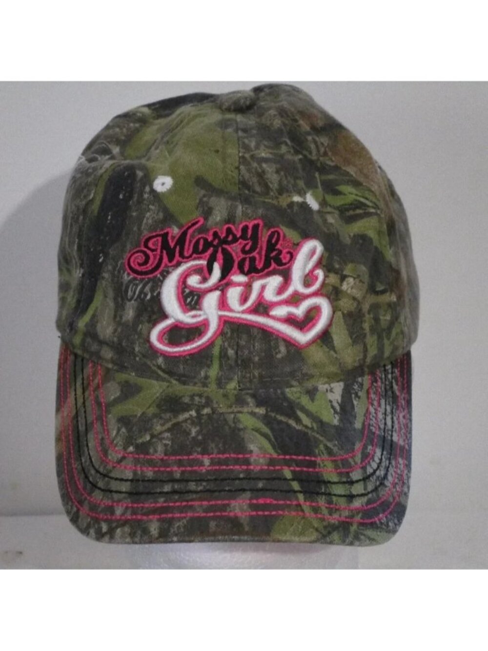 Mossy Oak Girl Youth Camo Baseball Cap Pink Stitch Adjustable Hat 20" Hunting
